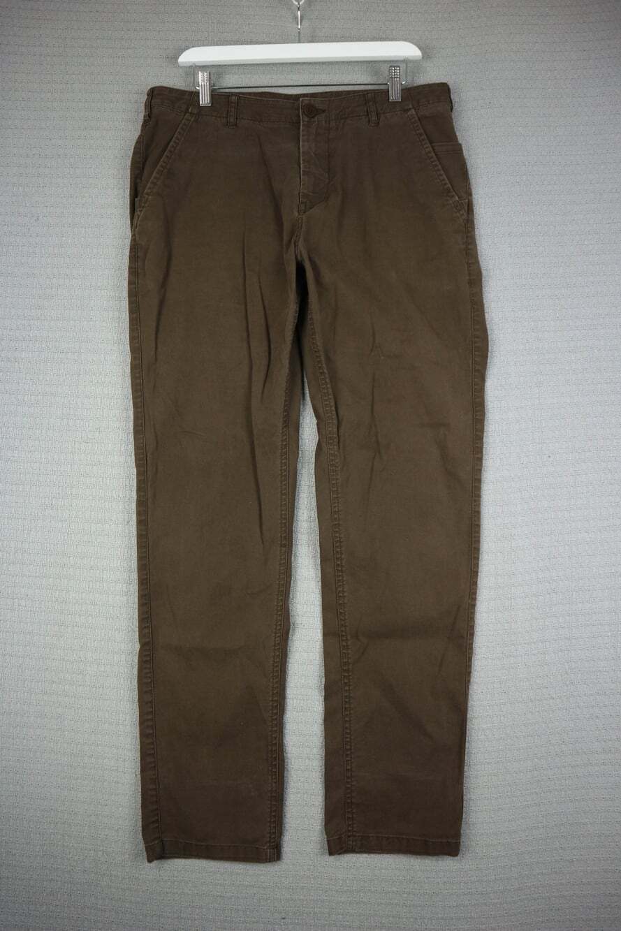 MEC Men's Brown Chino Pants Straight Leg Casual Trousers 34W